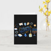 Funny Menorah Hanukkah 2025 Meowzel Chanukah Jewis カード (黄色い花)