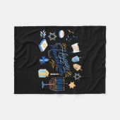 Funny Menorah Hanukkah 2025 Meowzel Chanukah Jewis フリースブランケット (正面(横))