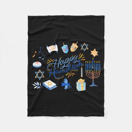 Funny Menorah Hanukkah 2025 Meowzel Chanukah Jewis フリースブランケット (正面)