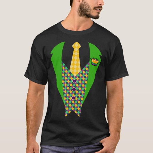 Funny Men's Mardi Gras Shirt Tuxedo Costume For Fa Tシャツ (正面)