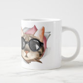 Funny “Meow” Cat with Glasses Design ジャンボコーヒーマグカップ (右)