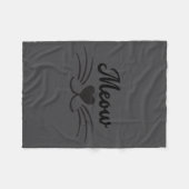 Funny Meow Kitty Cat Mustache And Whisker  フリースブランケット (正面(横))