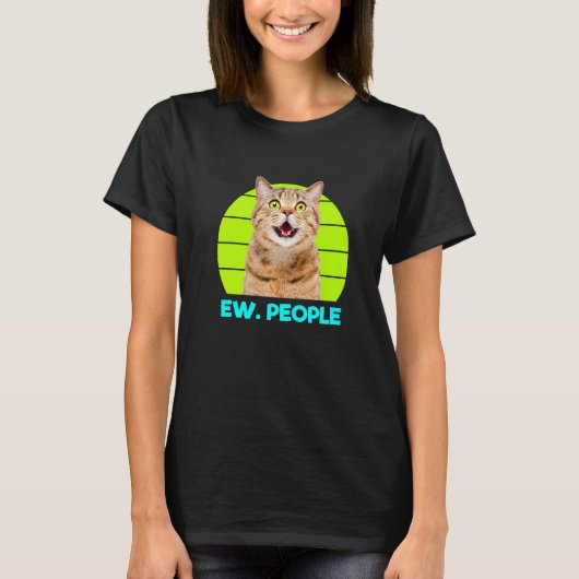 Funny Meow Surprised Cat, Ew. People Illustration Tシャツ (正面)