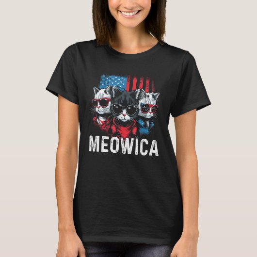 Funny Meowica Patriotic Cat 4th of July American F Tシャツ (正面)
