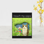 Funny Meowl Meme, Cat Owl Meme Brainrot Gen Alpha  カード (黄色い花)