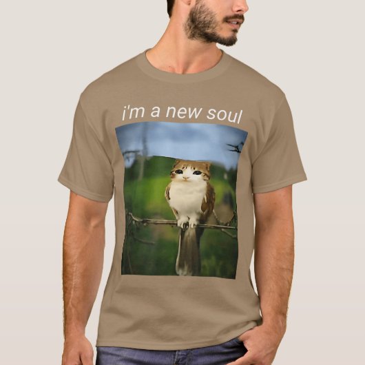 Funny meowl Meme cat owl Meme brainrot gen Alpha M Tシャツ (正面)