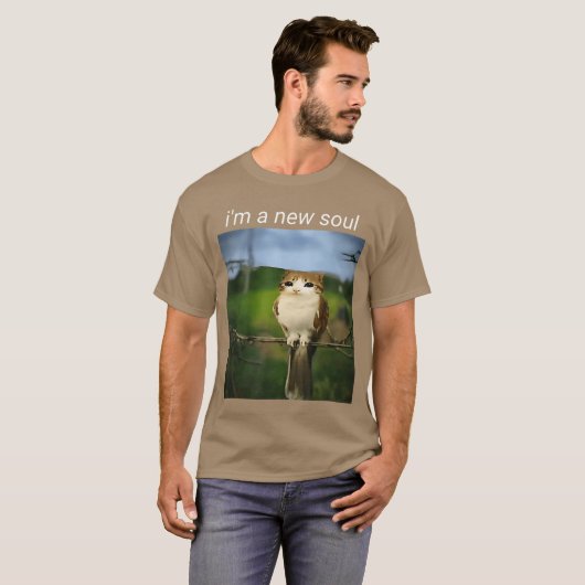 Funny meowl Meme cat owl Meme brainrot gen Alpha M Tシャツ (正面フル)