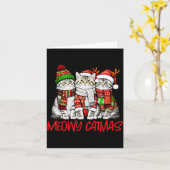 Funny Meowy Catmas Christmas Cats Ugly Sweater Gra カード (黄色い花)