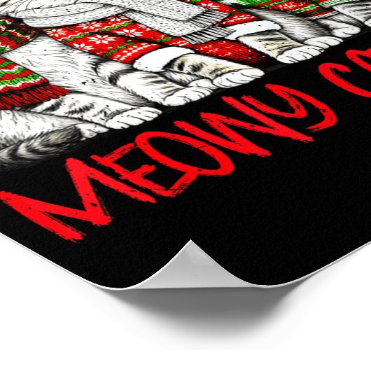 Funny Meowy Catmas Christmas Cats Ugly Sweater Gra ポスター (角)