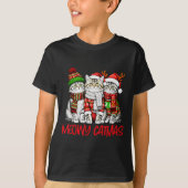 Funny Meowy Catmas Christmas Cats Ugly Sweater Gra Tシャツ (正面)
