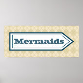 Funny Mermaid Beach Sign Wall Art Poster ポスター (正面)