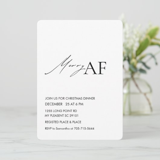Funny Merry AF Christmas Dinner Party  招待状 (スタンド正面)