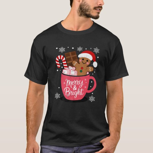 Funny Merry And Bright Christmas Gingerbread Man H Tシャツ (正面)