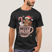 Funny Merry And Bright Christmas Gingerbread Man H Tシャツ (正面)