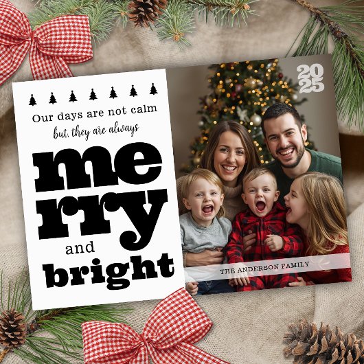 Funny Merry and Bright Large Family Christmas Card シーズンカード