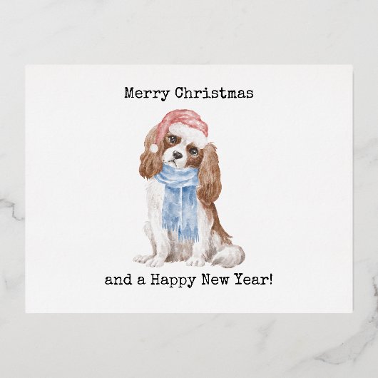 Funny Merry Christmas Dog 箔シーズンポストカード (正面)