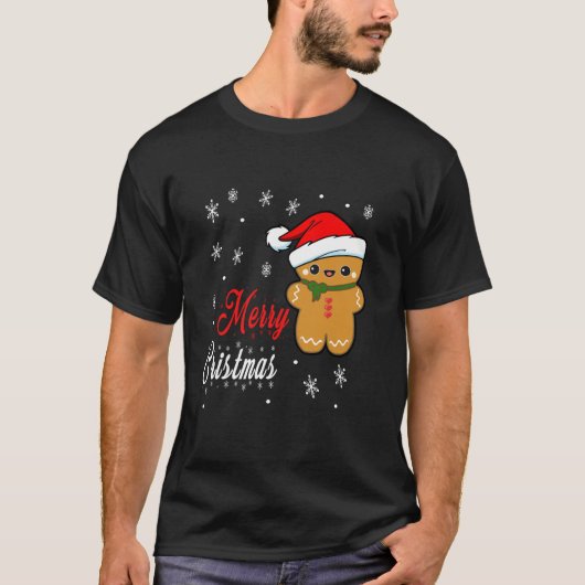Funny Merry Christmas Gingerbread Man Costume Men Tシャツ (正面)