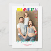 Funny Merry Christmas & Plus One Family Photo シーズンカード (正面)