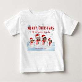 Funny Merry Christmas Snowman Family Photo ベビーTシャツ