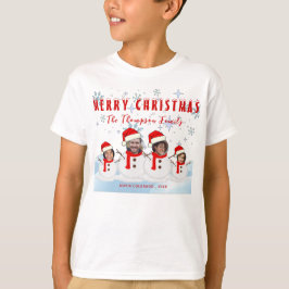 Funny Merry Christmas Snowman Family Photo Tシャツ