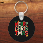Funny Merry Christmas Yarn Crochet Knitting Quilte キーホルダー (正面)