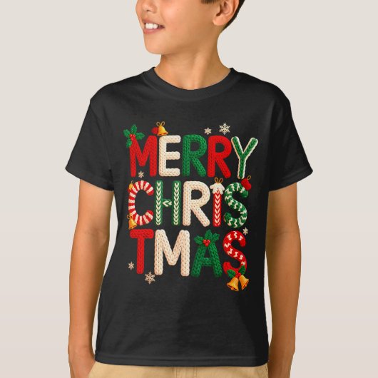 Funny Merry Christmas Yarn Crochet Knitting Quilte Tシャツ (正面)
