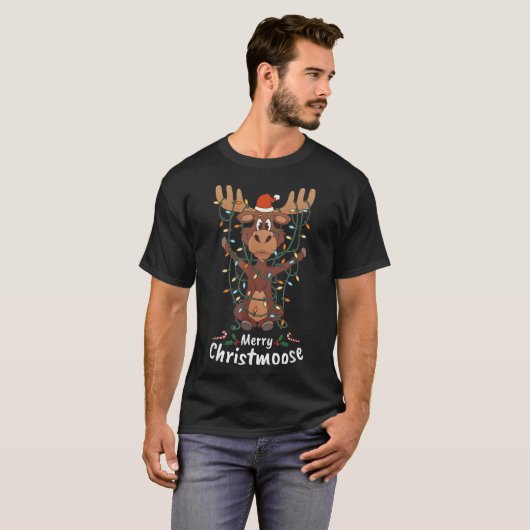 Funny Merry Christmoose | Cute Christmas Moose Tシャツ (正面フル)