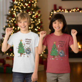 Funny Merry Dance-mas Christmas Tree Disco トライブレンドＴシャツ