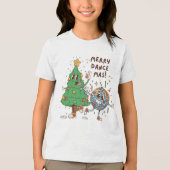 Funny Merry Dance-mas Christmas Tree Disco トライブレンドＴシャツ (正面)
