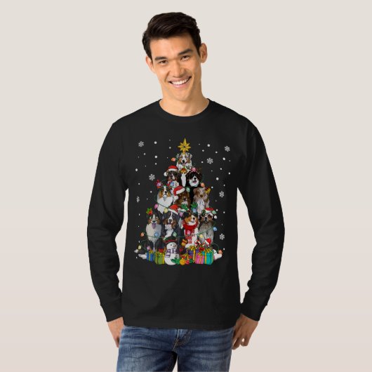 Funny Merry Dogmas Australian Shepherd Dog Christm Tシャツ (正面フル)