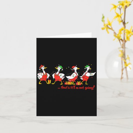 Funny Merry Duckmas Quackmas Pajama Duck Christmas カード (黄色い花)