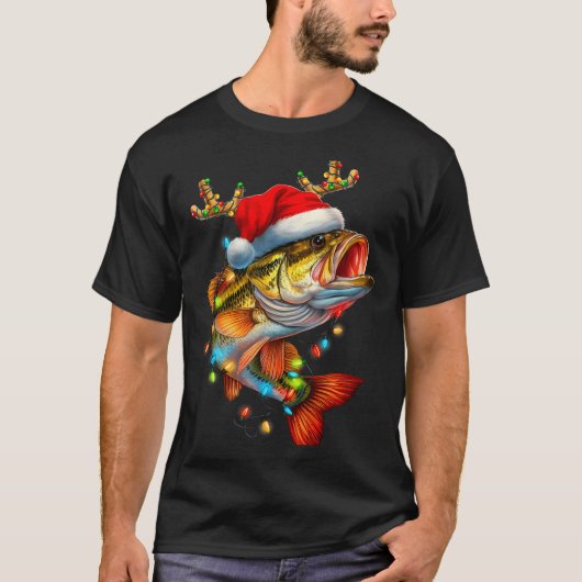 Funny Merry Fishmas B Fish Fishing Christmas Xmas  Tシャツ (正面)