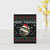 Funny Merry Fishmas B Fishing Christmas Ugly Sweat カード (黄色い花)
