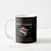 Funny Merry Fishmas B Fishing Christmas Ugly Sweat コーヒーマグカップ (左)