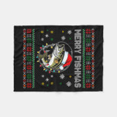 Funny Merry Fishmas B Fishing Christmas Ugly Sweat フリースブランケット (正面(横))