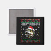 Funny Merry Fishmas B Fishing Christmas Ugly Sweat マグネット (正面/裏面)