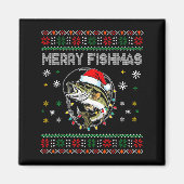 Funny Merry Fishmas B Fishing Christmas Ugly Sweat マグネット (正面)