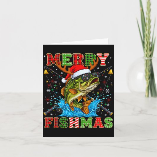 Funny Merry Fishmas Christmas Fish Xmas Fishing Fo カード (正面)