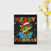 Funny Merry Fishmas Christmas Fish Xmas Fishing Fo カード (黄色い花)