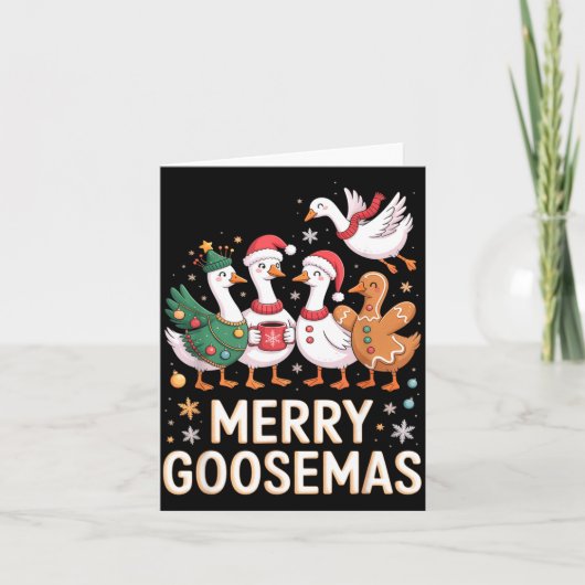 Funny Merry Goosemas Christmas Xmas Goose Family H カード (正面)