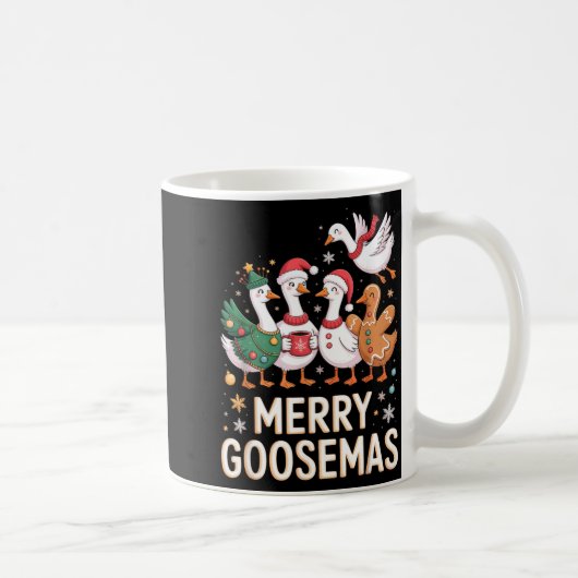 Funny Merry Goosemas Christmas Xmas Goose Family H コーヒーマグカップ (右)