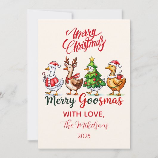 Funny Merry Goosmas Christmas シーズンカード (正面)