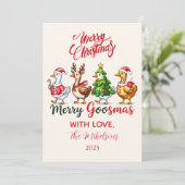 Funny Merry Goosmas Christmas シーズンカード (スタンド正面)