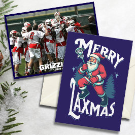 Funny Merry Laxmas Lacrosse Team Christmas Photo シーズンカード