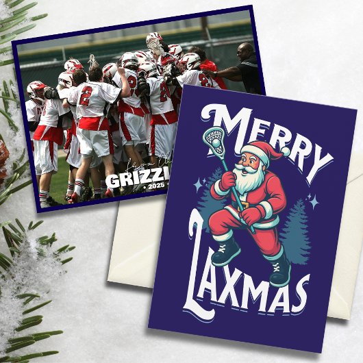 Funny Merry Laxmas Lacrosse Team Christmas Photo シーズンカード
