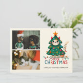 Funny Merry Meowy Christmas  Photo  カード (スタンド正面)