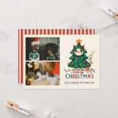 Funny Merry Meowy Christmas  Photo  カード (正面/裏面インサイチュ)