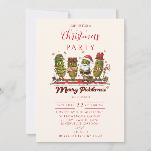 Funny Merry Picklemas Christmas 招待状 (正面)