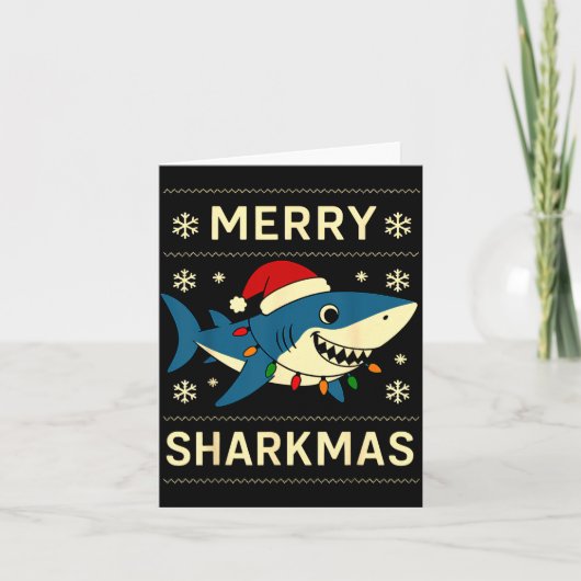 Funny Merry Sharkmas Christmas Shark Humor  カード (正面)