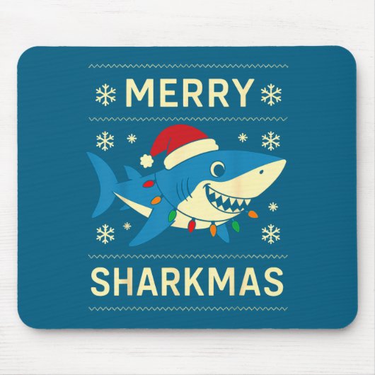 Funny Merry Sharkmas Christmas Shark Humor  マウスパッド (正面)